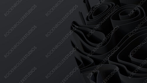 Abstract wallpaper formed from Black 3D Waves. Dark 3D Render with copy-space.