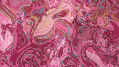 Paint Swirls in Beautiful Pink and Magenta colors, with Gold Powder. Luxurious Design Background.