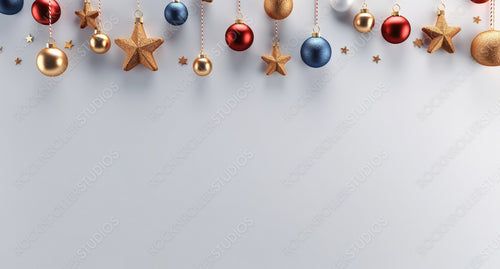 Christmas White Background with Christmas Balls and Decoration.