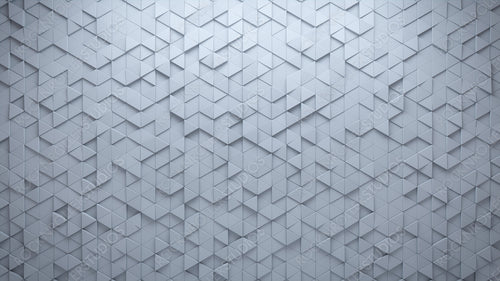 White Tiles arranged to create a 3D wall. Triangular, Futuristic Background formed from Semigloss blocks. 3D Render