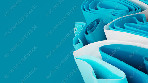 Blue White and Orange 3D Undulating lines form a Multicolored abstract wallpaper. 3D Render with copy-space.