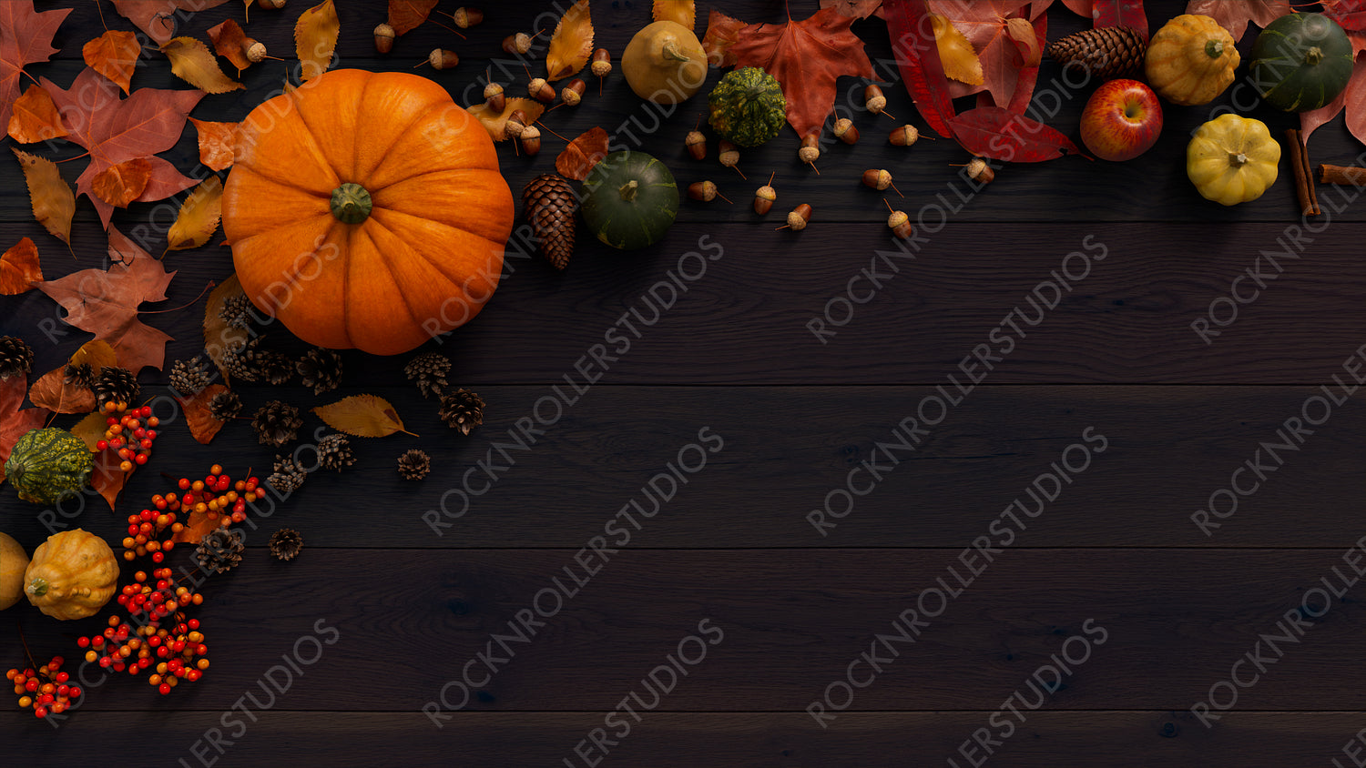 Dark wood Tabletop with fall themed border.
