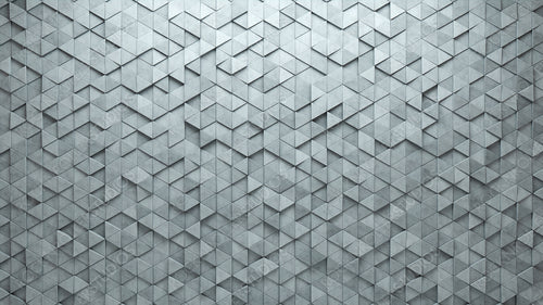 Futuristic Tiles arranged to create a Triangular wall. 3D, Semigloss Background formed from Concrete blocks. 3D Render