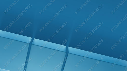 Translucent Shapes on a Blue Surface. Innovative Tech Aesthetic with copy space. 3D Render.