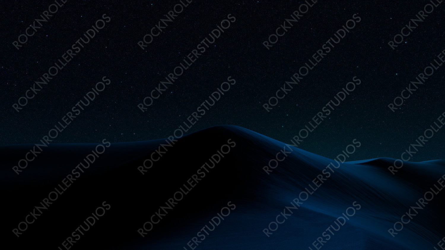 Desert Landscape with Sand Dunes and Navy Gradient Starry Sky. Peaceful Modern Background.