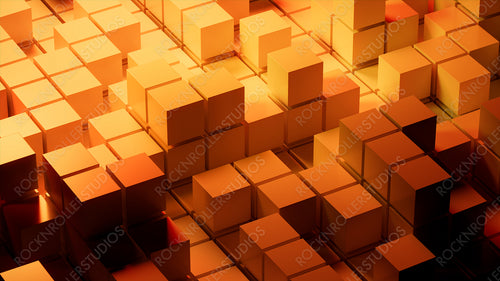 Orange and Yellow, Glossy Blocks Perfectly Constructed to create a Modern Tech Background. 3D Render.