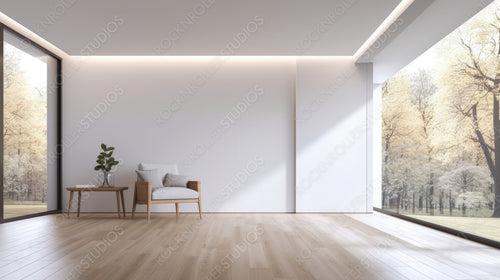 Stylish Room. Minimal Interior Design Background. Generative AI.