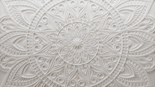 Diwali Concept featuring a White 3D Ornamental Flower. Celebration Wallpaper. 3D Render.