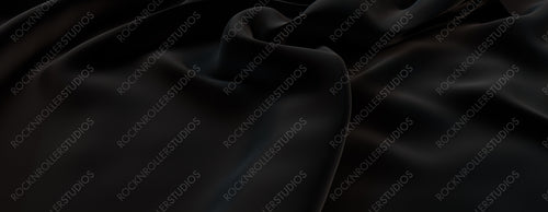 Black Textile Banner with Ripples. Luxury Surface Texture.