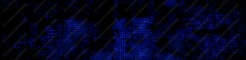Futuristic, Blue Digital Grid background. Network Tech Wallpaper Banner. 3D Render