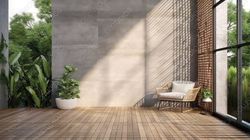 Loft Balcony Background. Stylish Interior Design. Generative AI.