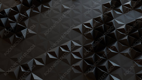Black Geometric Surface with Triangular Pyramids. High Tech, Dark 3d Banner.