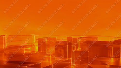 Digital Brain Neural Network. Machine Learning Concept with Copy Space. Orange Tech Background. 3D Render.