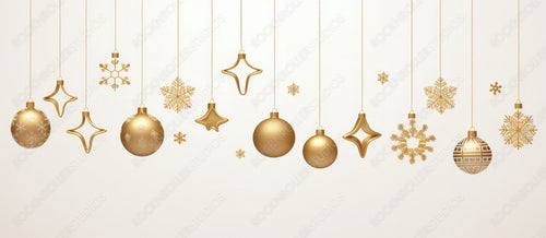 Christmas Elements Hanging Gold Isolated Background