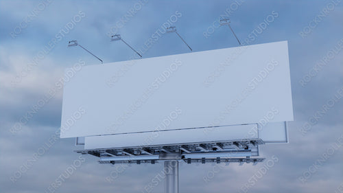 Commercial Billboard. Empty Large Format Sign against an Overcast Afternoon Sky. Mockup Template.