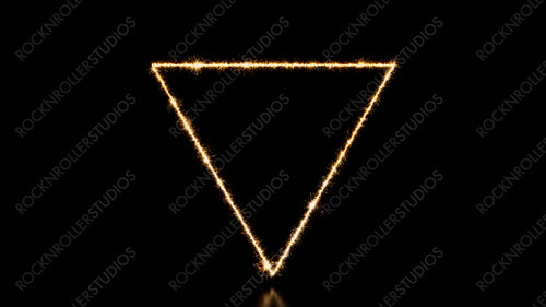 Holiday Background with Triangle Frame on Black. Gold Sparkler Firework Shape with copy space.