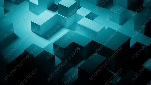 Perfectly Aligned Glossy Blocks. Turquoise and Black, Innovative Tech Wallpaper. 3D Render.