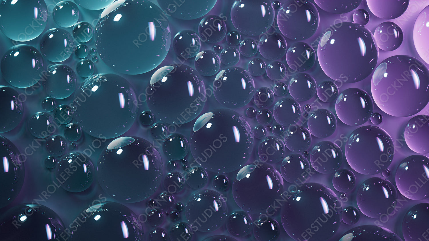Teal and Violet Liquid Droplets Background.