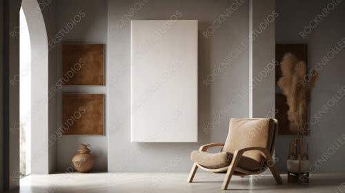 Minimal Poster Mockup Background. Contemporary Interior Design. Generative AI.