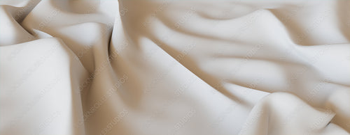 White Cloth with Wrinkles and Folds. Luxury Surface Banner.