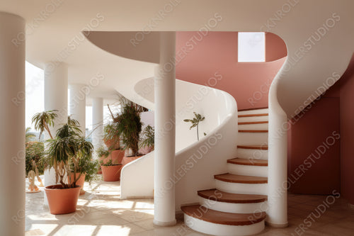 Modern Staircase Background. Stylish Interior Design. Generative AI.