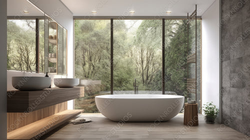 Contemporary Interior Design Background. Modern Bathroom. Generative AI.