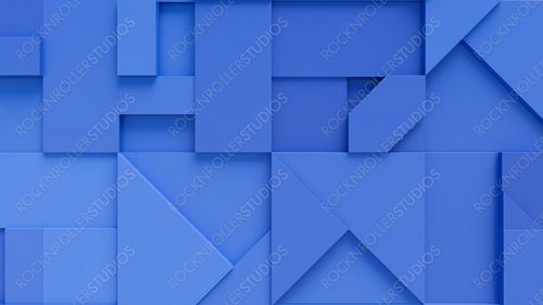 Blue 3D Shapes arranged to create a Tech abstract wallpaper. 3D Render .