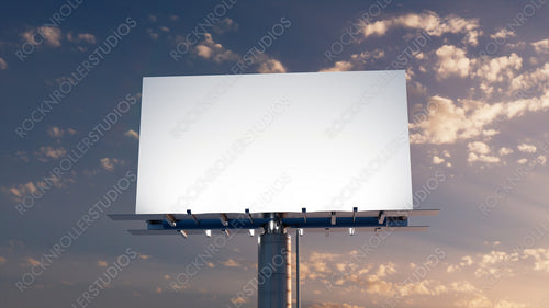 Advertising Billboard. Empty Outdoor Sign against a Sunset Evening Sky. Design Template.