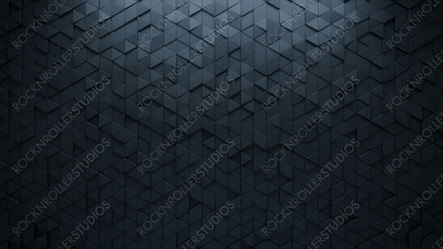 Futuristic, Polished Wall background with tiles. 3D, tile Wallpaper with Black, Triangular blocks. 3D Render