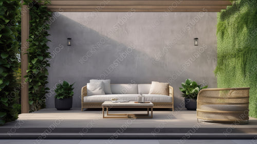 Contemporary Living Area. Loft Interior Design Background. Generative AI.