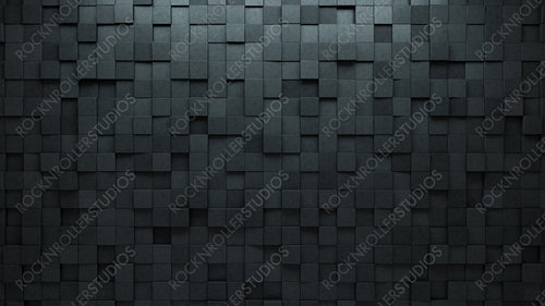 3D, Concrete Mosaic Tiles arranged in the shape of a wall. Square, Polished, Bricks stacked to create a Semigloss block background. 3D Render