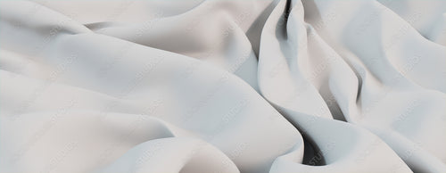 White Textile with Wrinkles and Folds. Smooth Surface Banner.