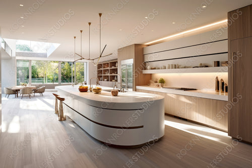 Minimal Interior Design Background. Stylish Kitchen. Generative AI.