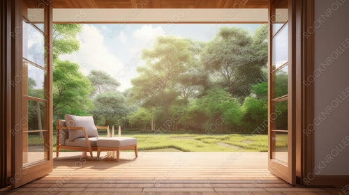 Stylish Terrace. Modern Interior Design Background. Generative AI.