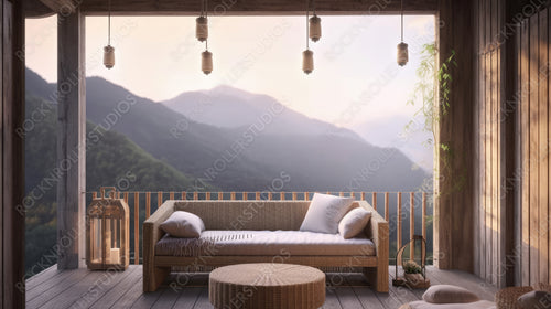 Contemporary Balcony. Modern Interior Design Background. Generative AI.