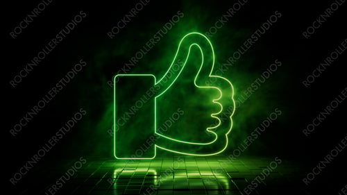 Green neon light like icon. Vibrant colored technology symbol, isolated on a black background. 3D Render