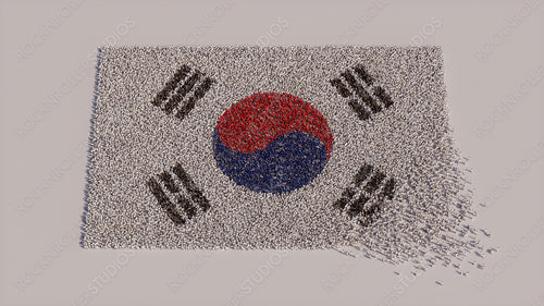 South Korean Flag formed from a Crowd of People. Banner of South Korea on White.