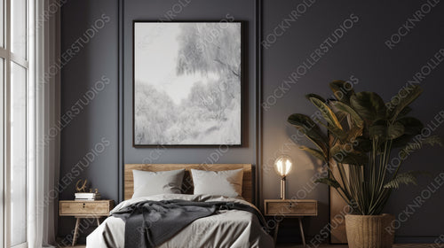 Ethnic Bedroom. Stylish Interior Design Background. Generative AI.