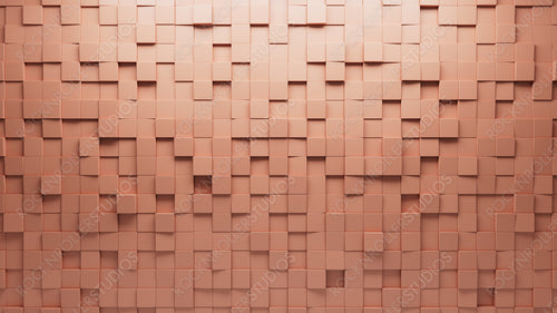 Square, Futuristic Wall background with tiles. 3D, tile Wallpaper with Polished, Peach blocks. 3D Render