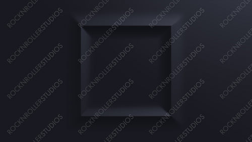 Black Background with Embossed 3D Shape. Minimalist Surface with Raised Square. 3D Render.