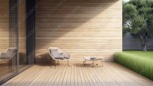 Contemporary Terrace. Minimal Interior Design Background. Generative AI.