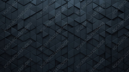 3D Tiles arranged to create a Futuristic wall. Triangular, Black Background formed from Polished blocks. 3D Render
