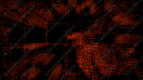 Futuristic, High Tech, Orange Background, with Network Lines. Digital Connectivity Concept. 3D Render