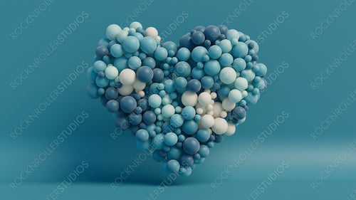 Multicolored Balloon Love Heart. Blue, Cyan and White Balloons arranged in a heart shape. 3D Render