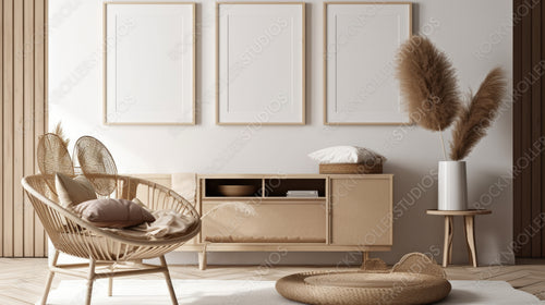 Contemporary Home. Scandinavian Interior Design Background. Generative AI.