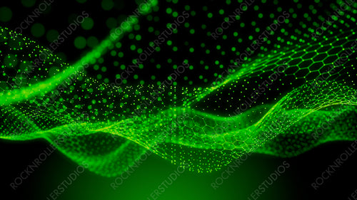 Network Cyber Security Concept. Green, Futuristic Digital Style. 3D Render.