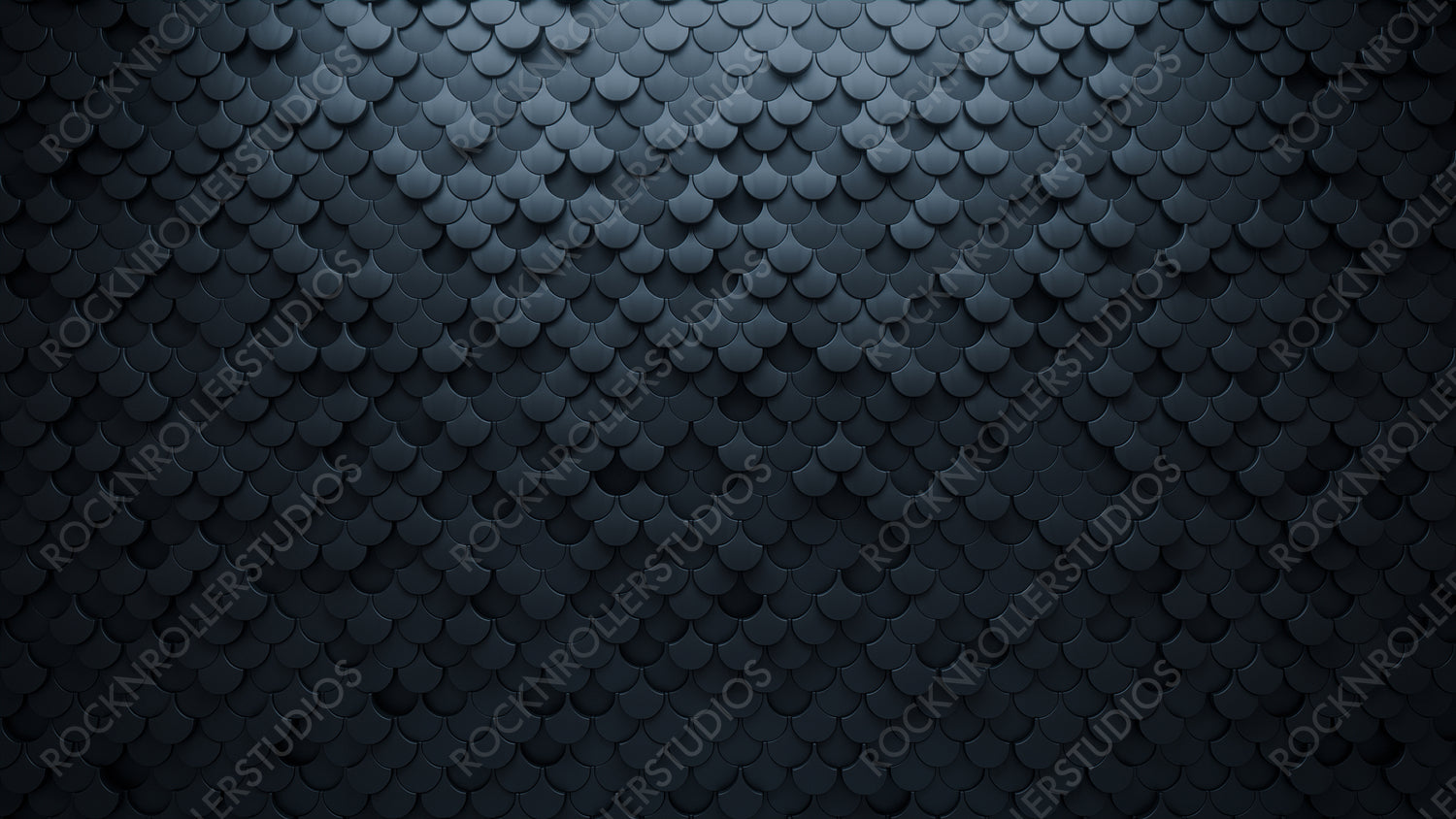 3D Tiles arranged to create a Black wall. Futuristic, Semigloss Background formed from Fish Scale blocks. 3D Render