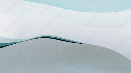White and Teal 3D Ribbons arranged to create a Multicolored abstract wallpaper. 3D Render with copy-space.