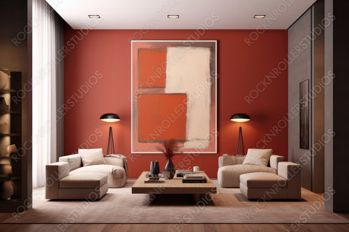 Artistic Living Room Background. Stylish Interior Design. Generative AI.