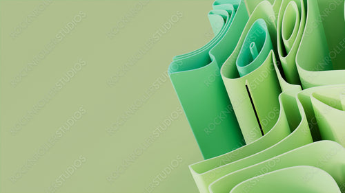 Abstract background made of Aqua and Green 3D Waves. Multicolored. 3D Render with copy-space.